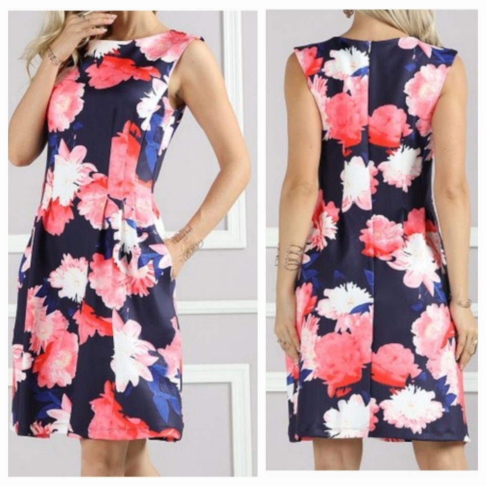 Vince Camuto Multicolor Floral Print Fit & Flare Dress. Size 6